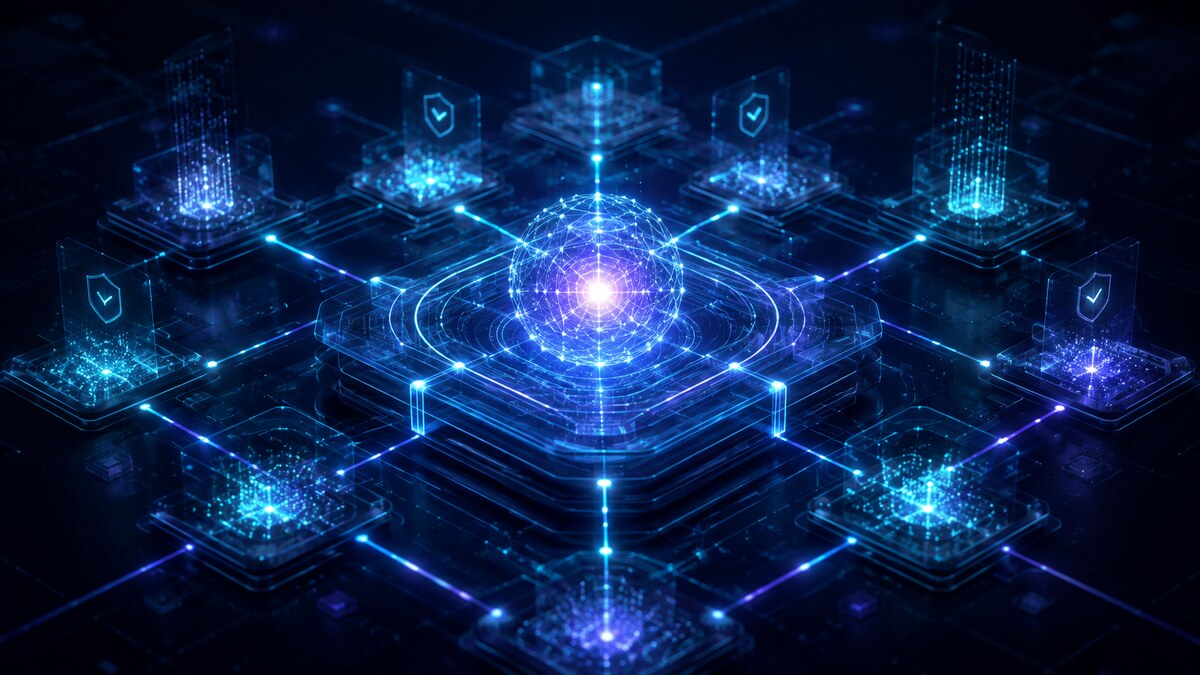 Original abstract visualization of verified enterprise intelligence